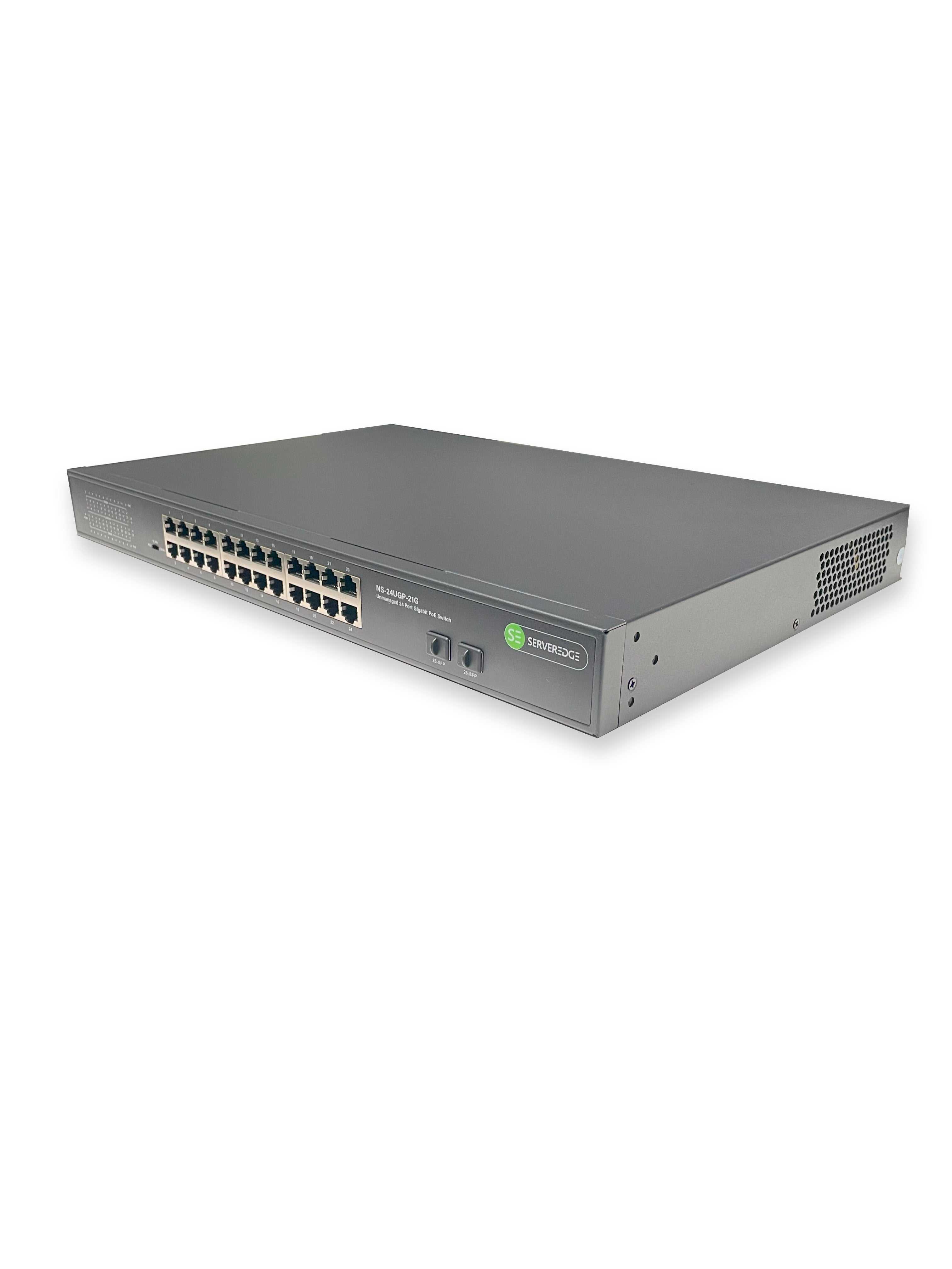 Serveredge 24 Port 10/100/1000Base TX, PoE, 2 x 1Gigabit SFP, Unmanaged Ethernet Switch