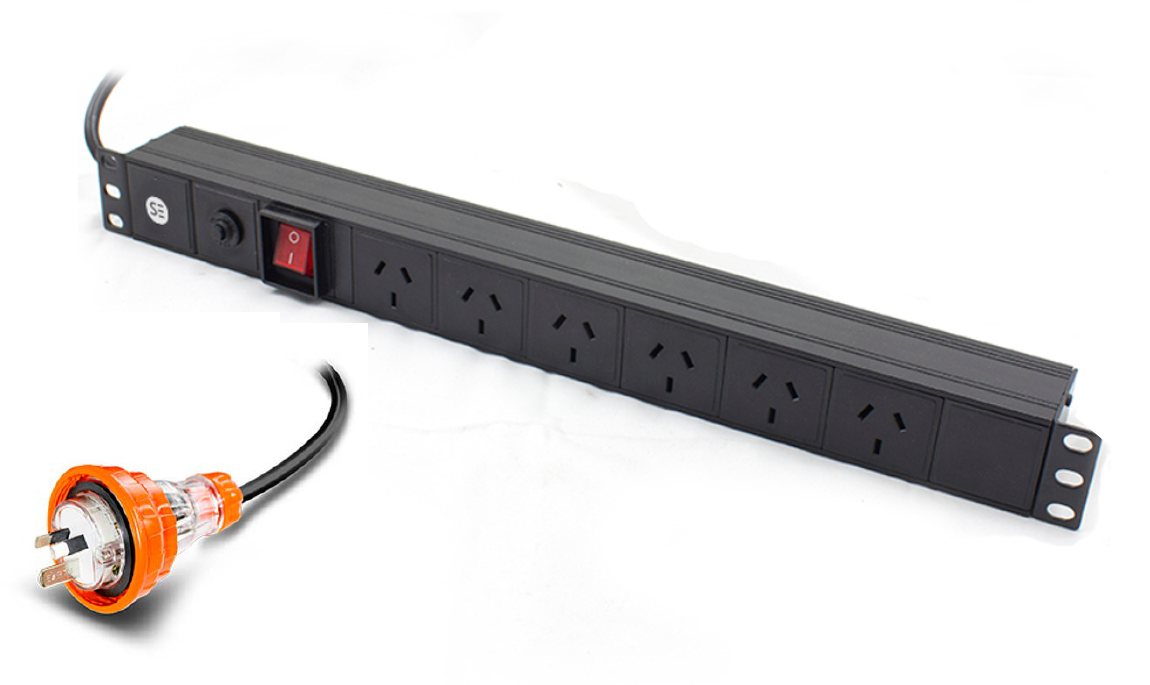 6 Port Basic PDU, (6) 3 Pin AUS GPO Output (1) 3 Pin Captive Aus Plug Input ,15A, 240V