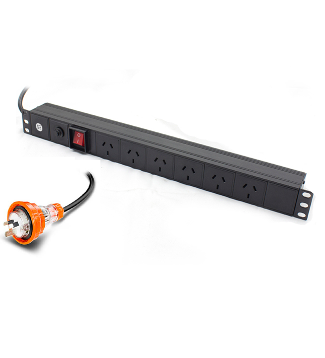 6 Port Basic PDU, (6) 3 Pin AUS GPO Output (1) 3 Pin Captive Aus Plug Input ,15A, 240V