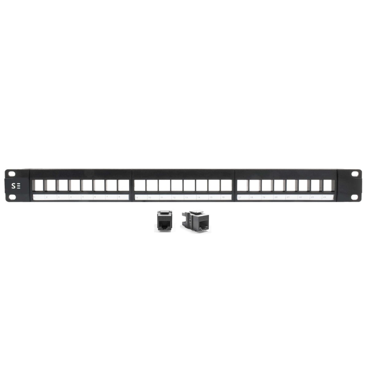 Serveredge 24 Port 1RU Patch Panel, CAT6A UTP RJ45 Modular Keystone Jack KIT