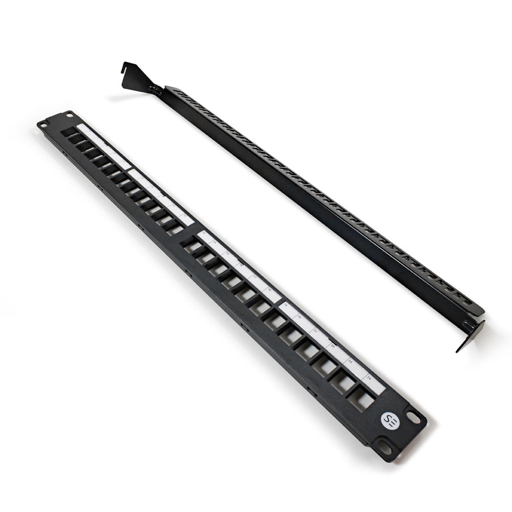 Serveredge 24 Port Patch Panel 1RU, UTP Shielded and CAT6A 10GbE Shielded Female / Female Coupler KIT