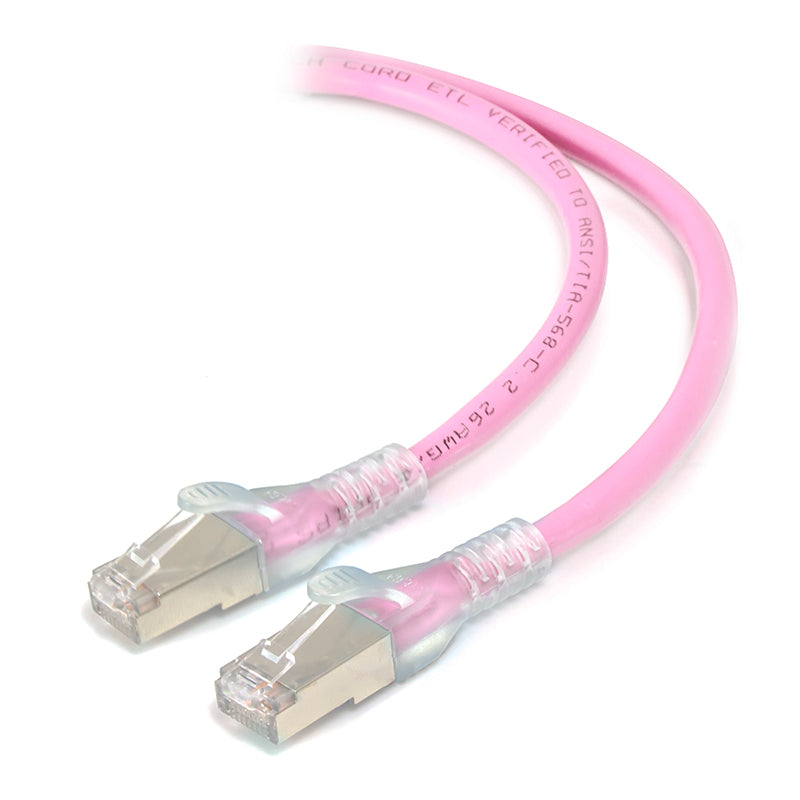 0.5m Pink 10GbE Shielded CAT6A LSZH Network Cable