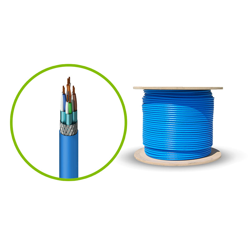 Serveredge CAT6A 305m Shielded Network Cable - SFTP, Solid, LSZH 23AWG - BLUE