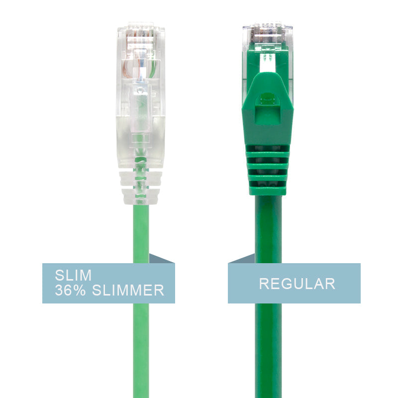 Green Ultra Slim Cat6 Network Cable, UTP, 28AWG