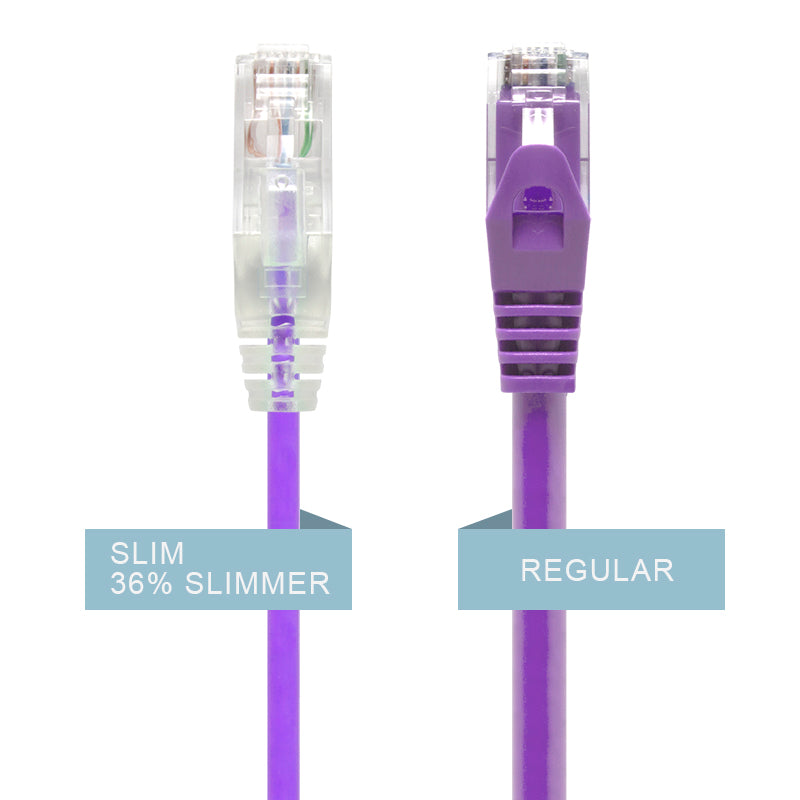 Purple Ultra Slim Cat6 Network Cable, UTP, 28AWG
