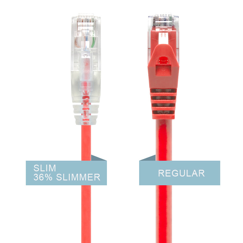 Red Ultra Slim Cat6 Network Cable, UTP, 28AWG