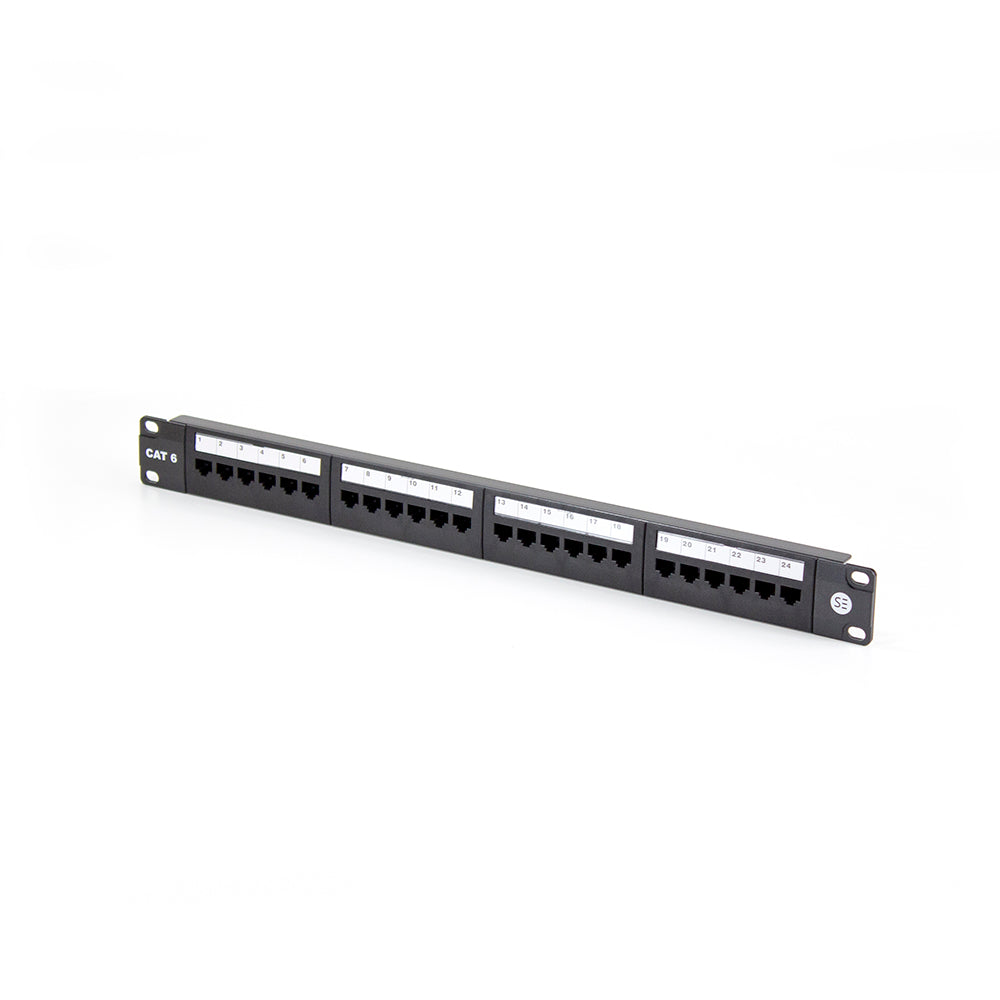 Serveredge 24 Port CAT6 Patch Panel - 1RU, UTP - includes Cable management bar