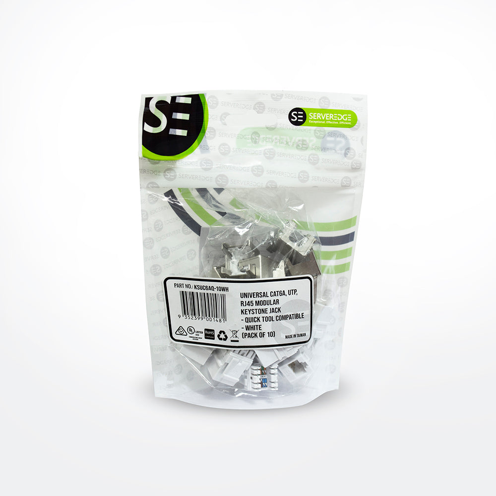 Universal Cat6A, UTP, RJ45 Modular Keystone Jack - Comes in Pack of 10