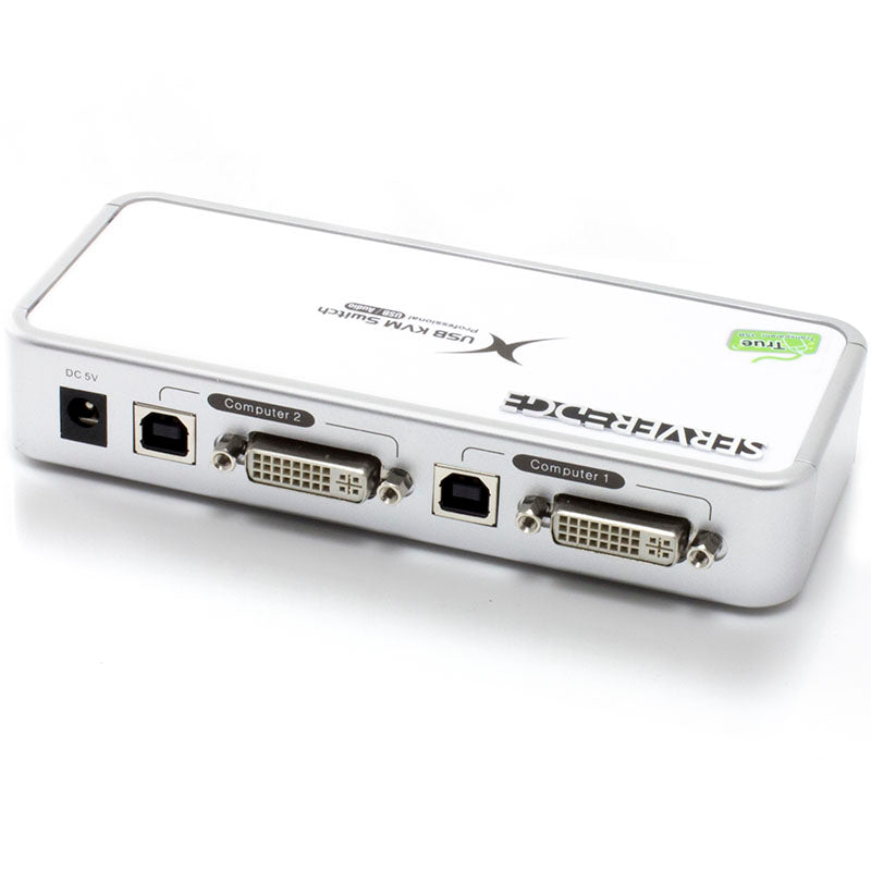 Serveredge 2-Port USB / DVI Desktop KVM Switch With Audio & USB Hub2.0 - Includes Cables