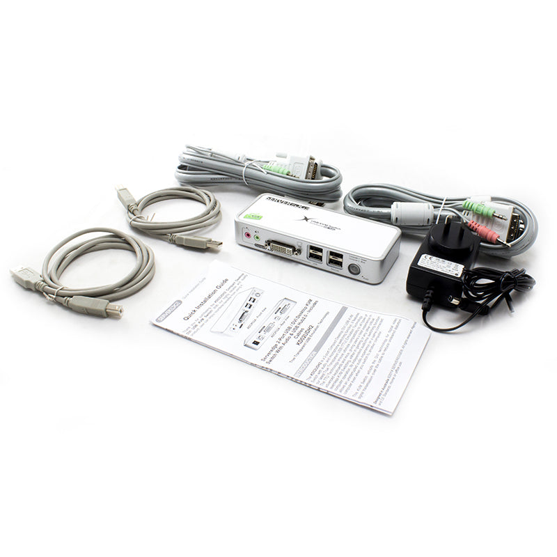 Serveredge 2-Port USB / DVI Desktop KVM Switch With Audio & USB Hub2.0 - Includes Cables