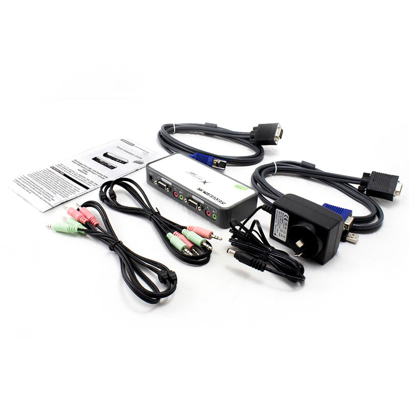 Serveredge 2-Port USB / VGA Desktop KVM Switch With Audio & USB Hub2.0 - Includes Cables