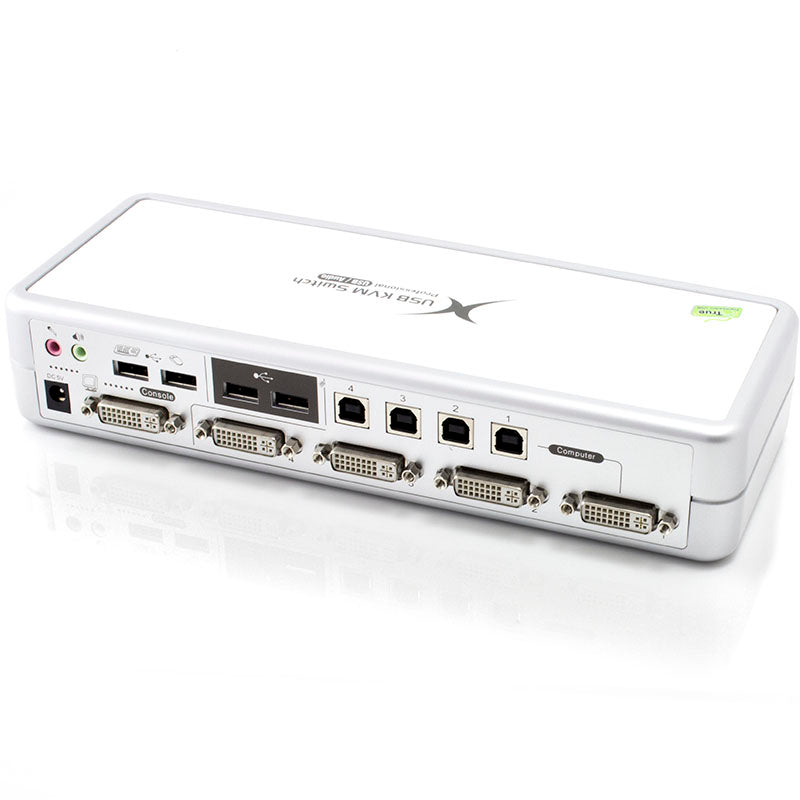 Serveredge 4-Port USB / DVI Desktop KVM Switch With Audio & USB Hub2.0 - Includes Cables