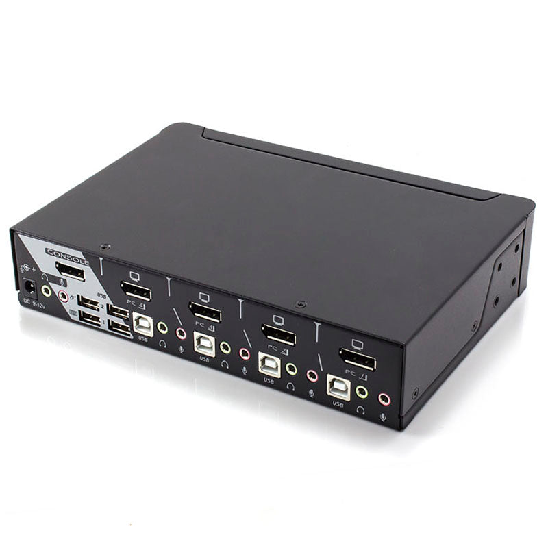 Serveredge 4-Port USB / DisplayPort Desktop KVM Switch With Audio & USB Hub 2.0 - Includes Cables