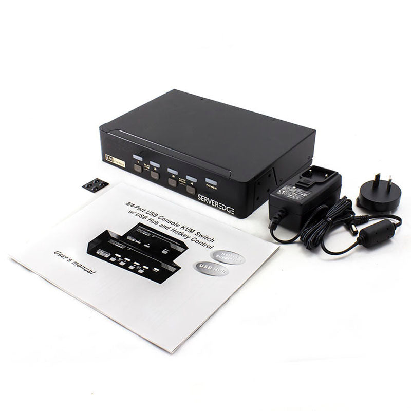 Serveredge 4-Port USB / DisplayPort Desktop KVM Switch With Audio & USB Hub 2.0 - Includes Cables