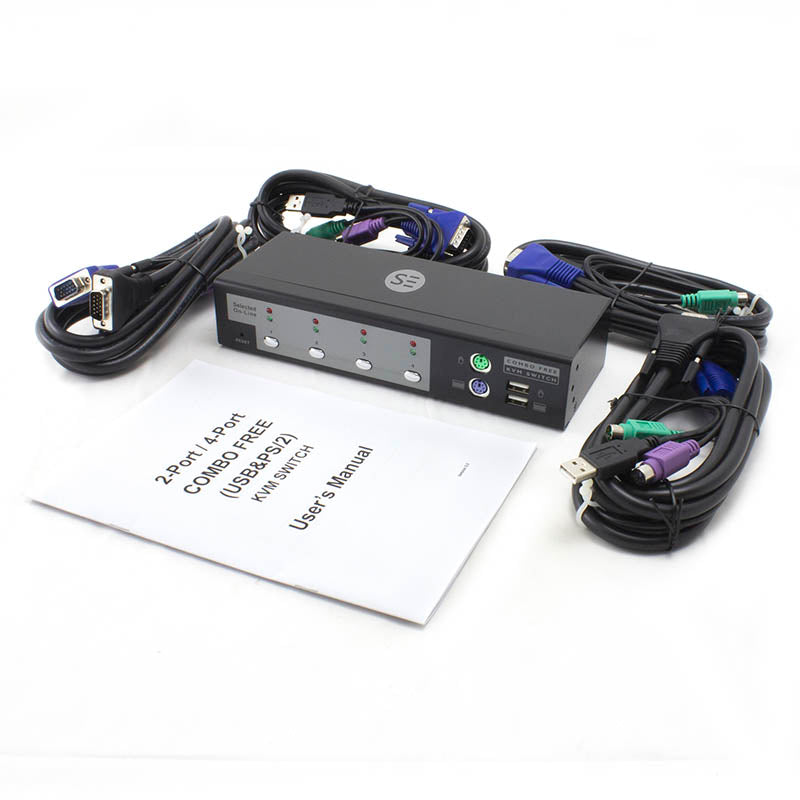 Serveredge 4-Port Desktop USB/PS2/VGA KVM Switch - Includes Cables