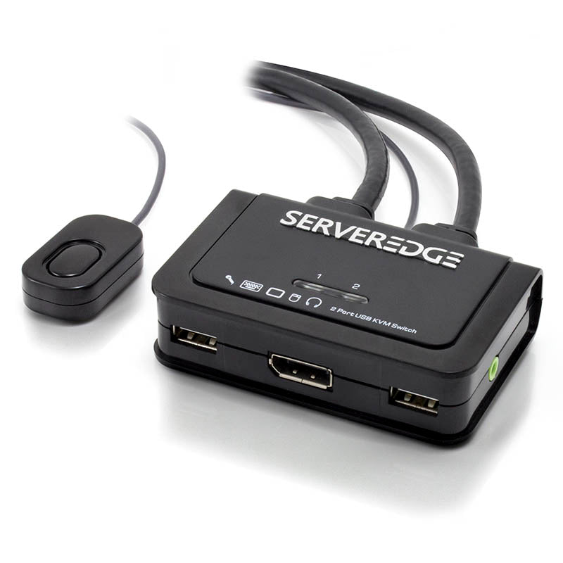 Serveredge 2-Port USB / DisplayPort Cable KVM Switch With Audio & Remote-4K