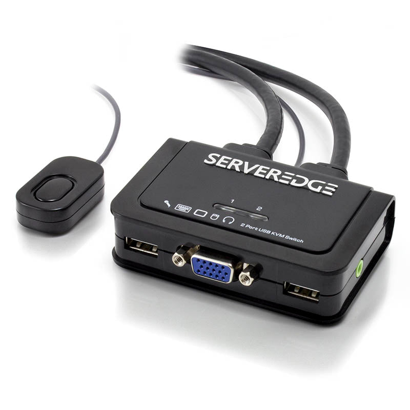 Serveredge 2-Port USB / VGA Cable KVM Switch With Audio & Remote