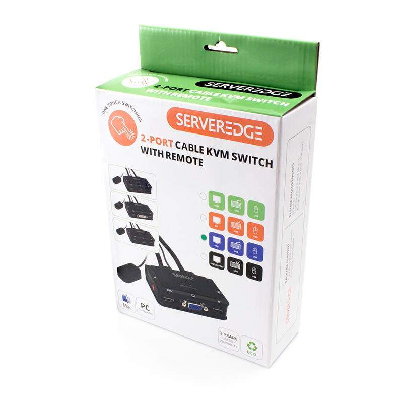 Serveredge 2-Port USB / VGA Cable KVM Switch With Audio & Remote