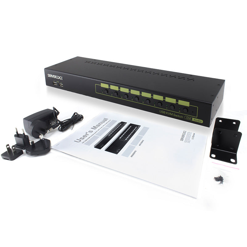 8-Port DVI USB KVM Combo Switch with Audio, Mic & USB Hub 2.0