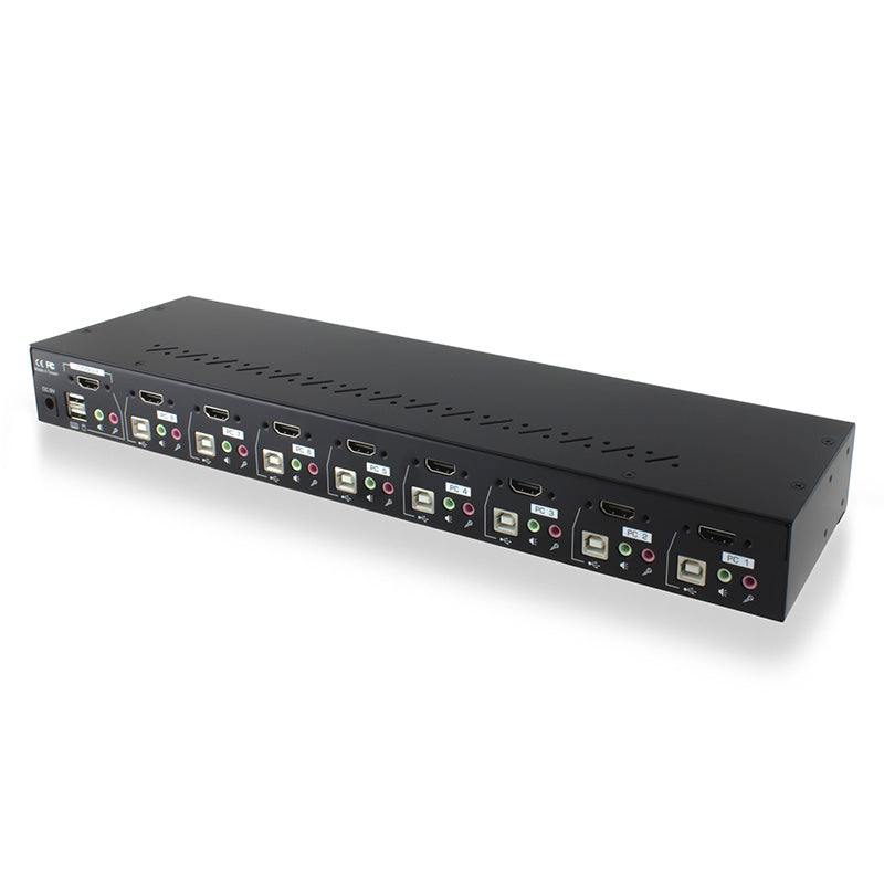 8-Port HDMI USB KVM Combo Switch with Audio, Mic & USB Hub 2.0