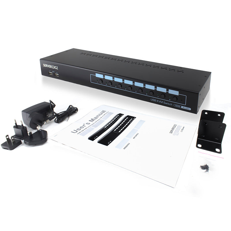 8-Port HDMI USB KVM Combo Switch with Audio, Mic & USB Hub 2.0
