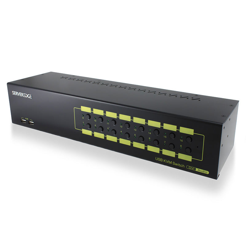 16-Port DVI USB KVM Combo Switch with Audio, Mic & USB Hub 2.0
