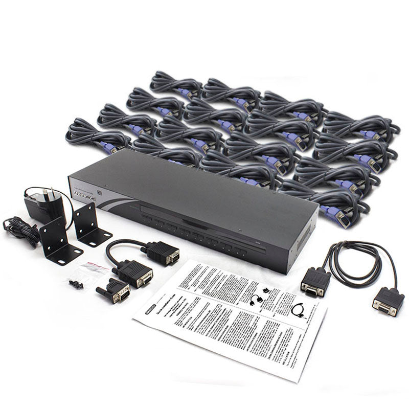 16-Port USB / PS/2 / VGA Combo KVM Switch Kit - Includes 16 X USB/VGA KVM Cables