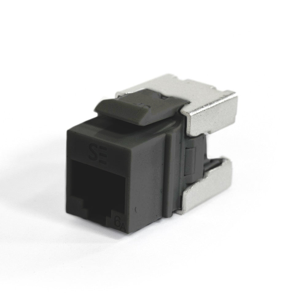 Universal Cat6A, UTP, RJ45 Modular Keystone Jack - QUICK TOOL Compatible - Black - Pack of 10