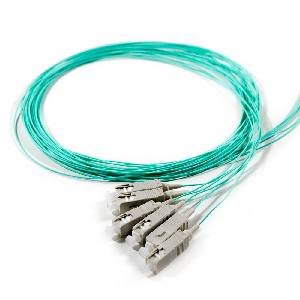 Serveredge SC Pigtail Multimode OM3 - 2 Metre - 6 Fibres - Aqua