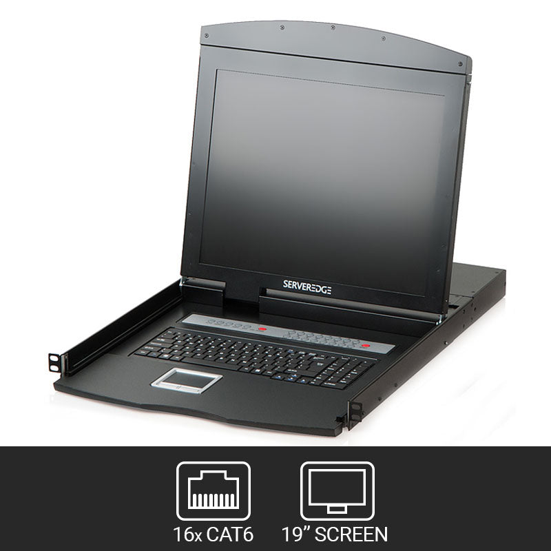 19" LCD CAT6 KVM Console Rack Drawer - 16 Port CAT6 KVM USB/PS2/VGA With Optional IP Access