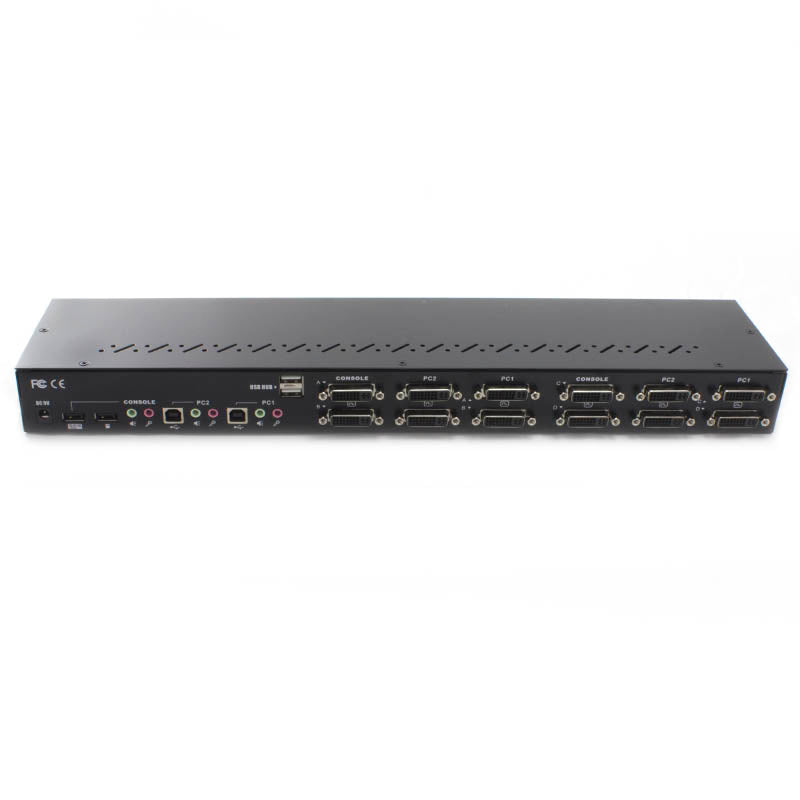 Serveredge 2-Port Dual-Link Quad Monitors DVI USB KVM Switch with Audio & Mic