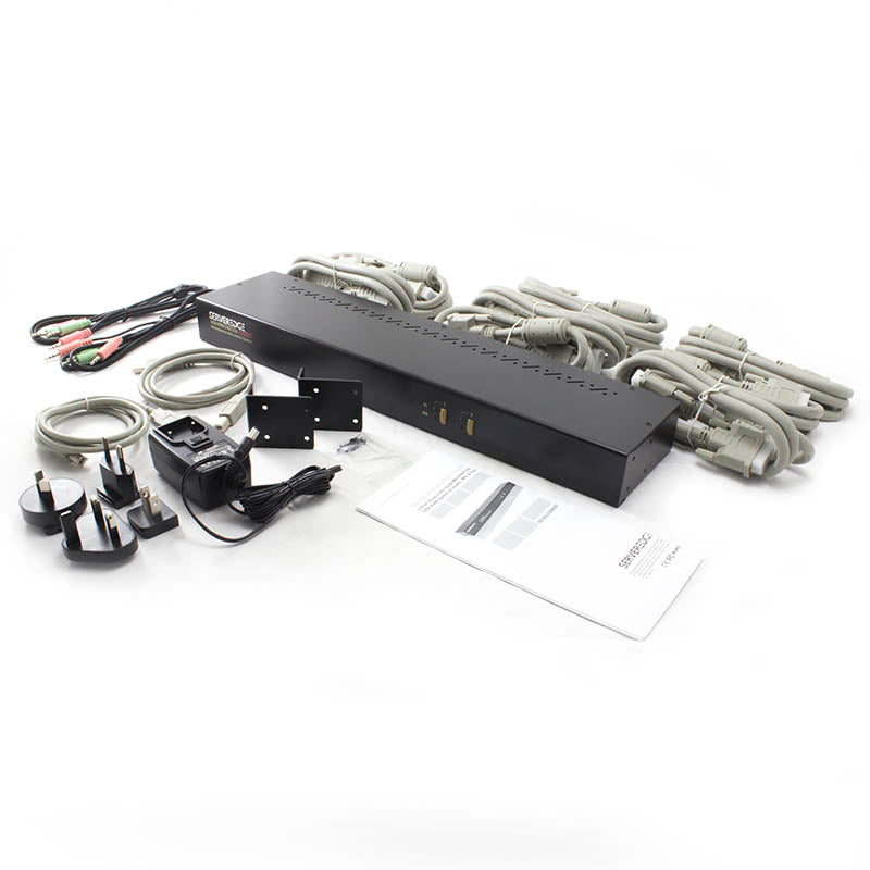 Serveredge 2-Port Dual-Link Quad Monitors DVI USB KVM Switch with Audio & Mic