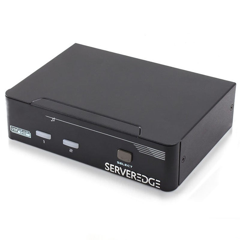 Serveredge 2-Port Dual Monitors DVI USB KVM Switch with Audio & Mic & USB Hub2.0 - Includes Cables