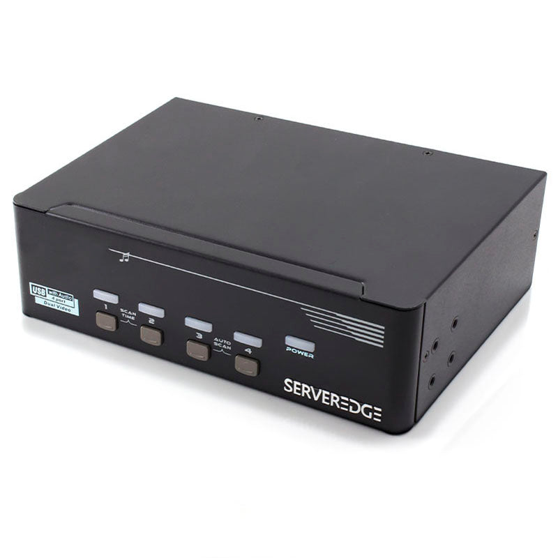 Serveredge 4-Port Dual Display DisplayPort KVM Switch with Audio & Hotkey Control