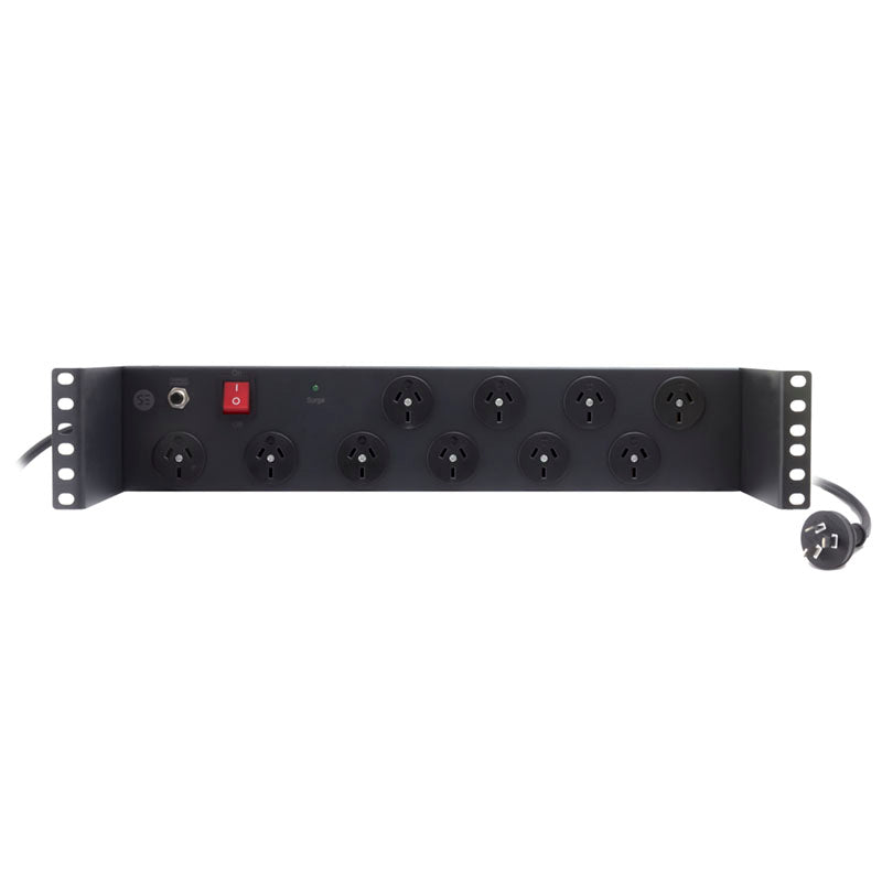 Serveredge 2RU 10 Port PDU, (10) 3 Pin AUS GPO Output, (1) 3 Pin Aus Plug Input, 10A, 240V W/ Recessed Bracket