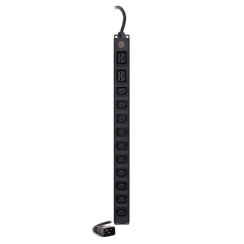 Vertical 12 Port IEC PDU (10) IEC C13 Output, (2) IEC C19 Output & (1) IEC C20 Input Plug 16A 240V