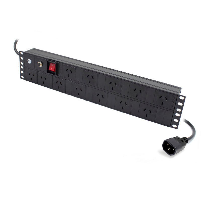 Serveredge 2RU Horizontal Basic 12 Port PDU, (12) 3 Pin AUS GPO Output & (1) IEC C14 Male 10A Input