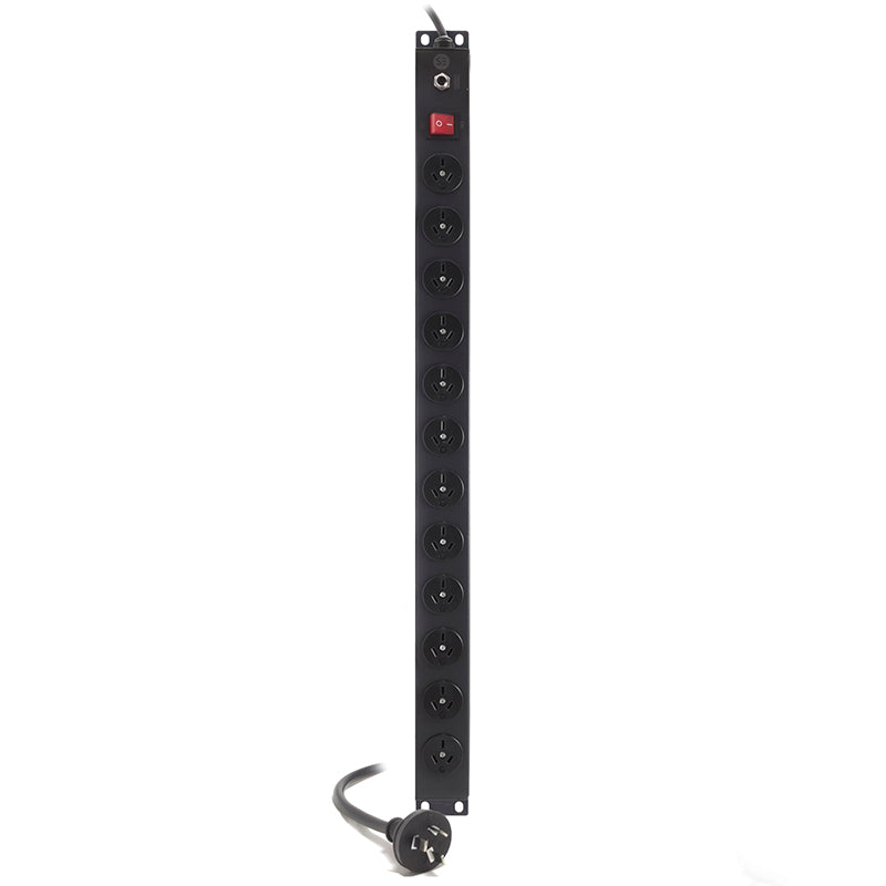 12 Port Basic Vertical PDU, (12) 3 Pin AUS GPO Output (1) 3 Pin Aus Plug Input,10A,240V