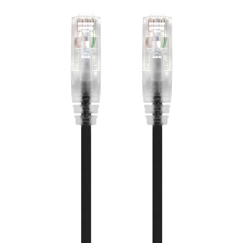 2m Black Ultra Slim Cat6 Network Cable, UTP, 28AWG