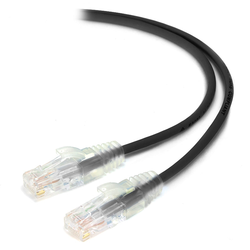 0.30m Black Ultra Slim Cat6 Network Cable, UTP, 28AWG