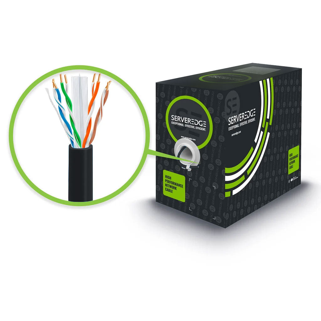 305m Black CAT6A Network Cable - UTP, Solid, LSZH, 23AWG