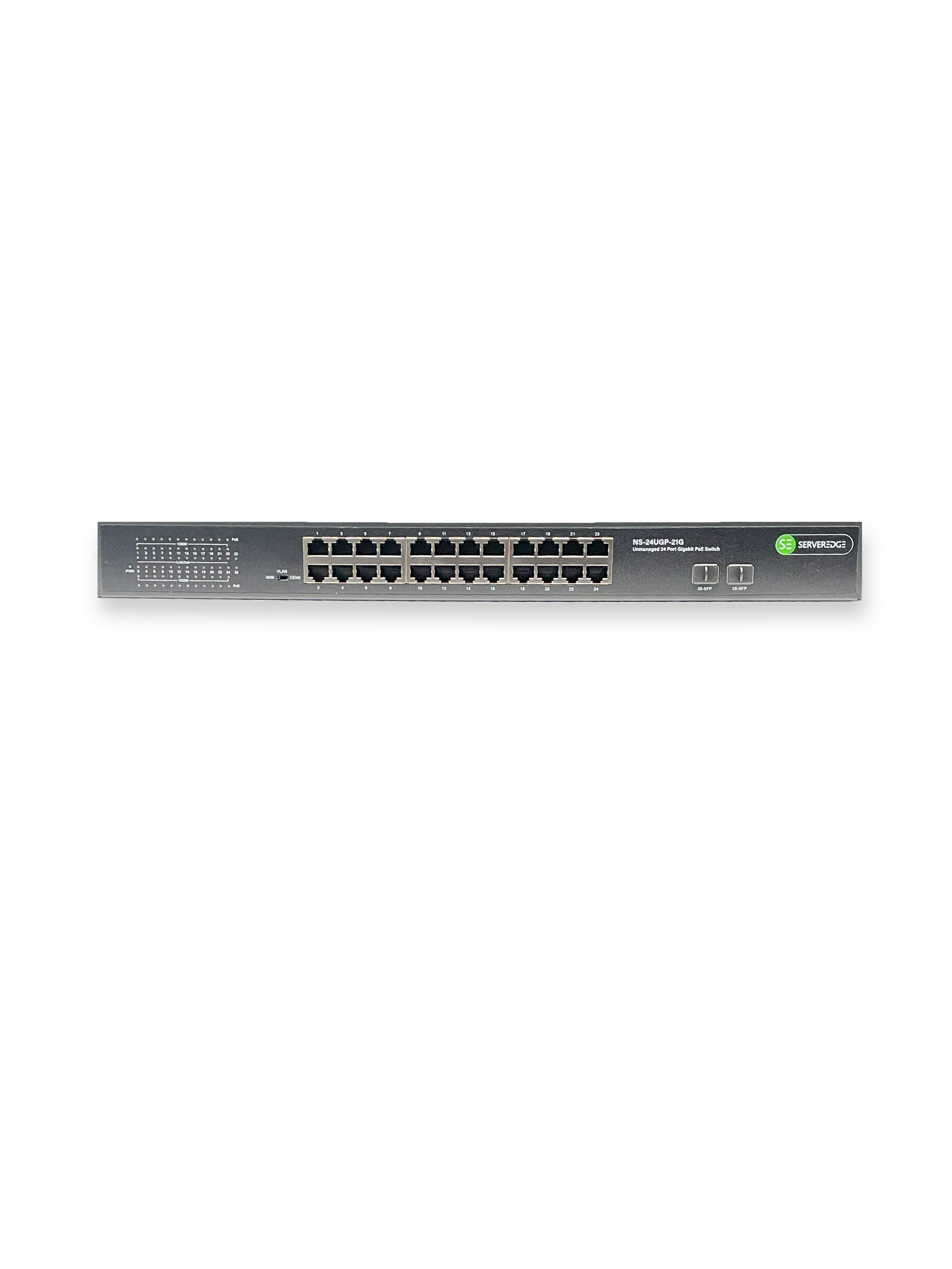 Serveredge 24 Port 10/100/1000Base TX, PoE, 2 x 1Gigabit SFP, Unmanaged Ethernet Switch