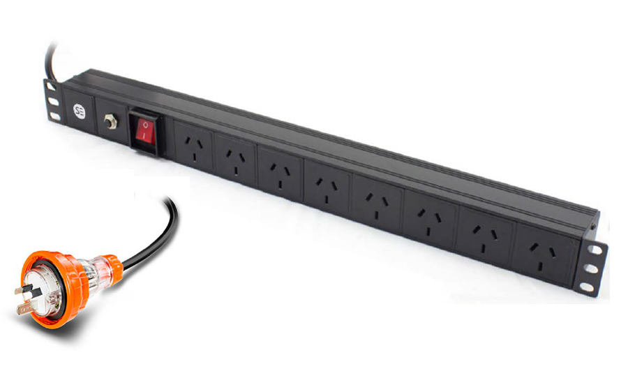 8 Port Basic PDU, (8) 3 Pin AUS GPO Output (1) 3 Pin Captive Aus Plug Input, 15A, 240V