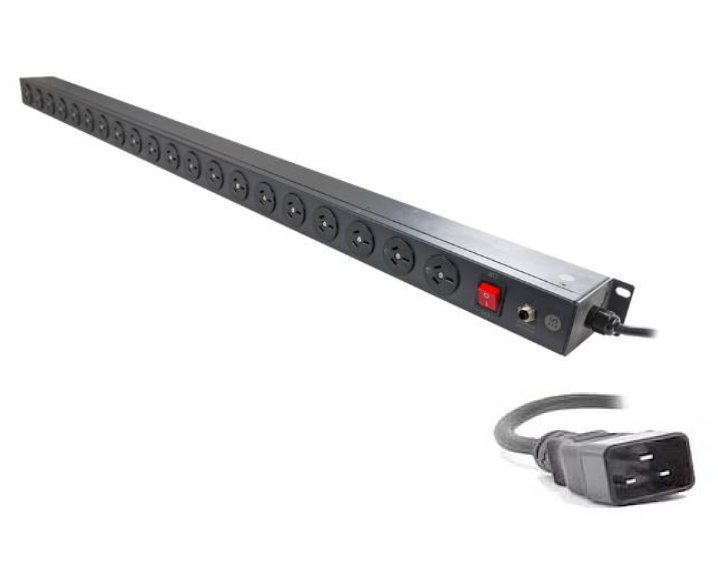 Serveredge Basic Vertical 20 Port 16A PDU,(20) 10A 3 Pin AUS GPO Output & (1) IEC C20 Plug Input ,15Amp (Metal Casing)