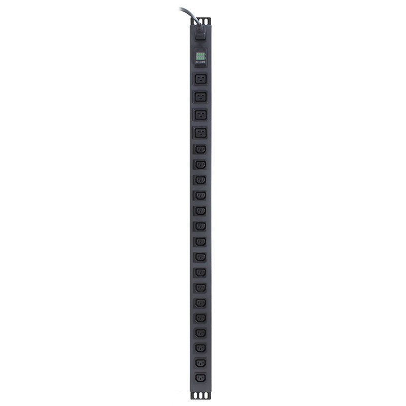 METERED 20 PORT VERTICAL PDU (16) IEC C13 OUTPUT, (4) IEC C19 OUTPUT & (1) AUS 3 pin CAPTIVE PLUG 15A INPUT