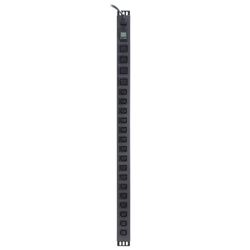 Metered 20 Port Vertical PDU,(16) IEC C13 Output, (4) IEC C19 Output & (1) 3 Round Pin Captive Plug Input, 20A,240V