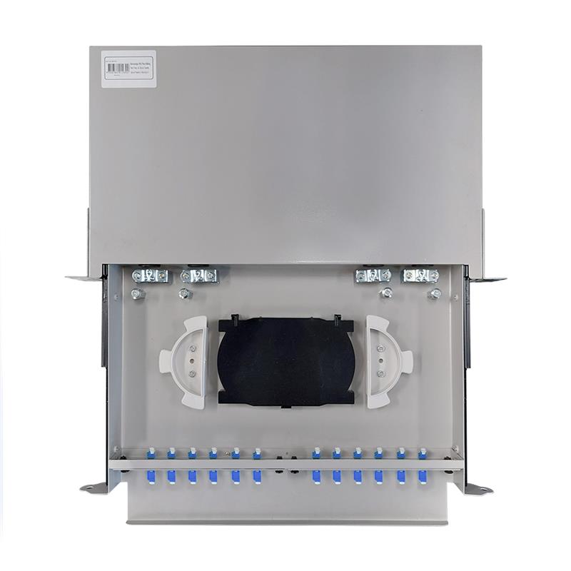 LC OS2 24 Port 1RU Fibre Sliding Patch Panel With Splice Cassette, Spl