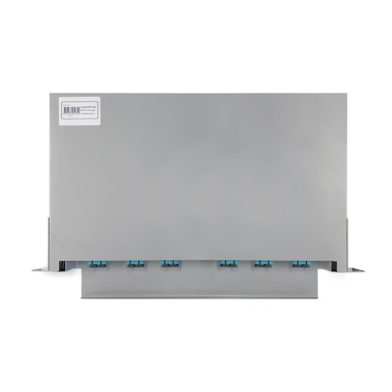 SC OM4 24 Port 1RU Fibre Sliding Patch Panel With Splice Cassette, Splice Protector & Mounting Kit