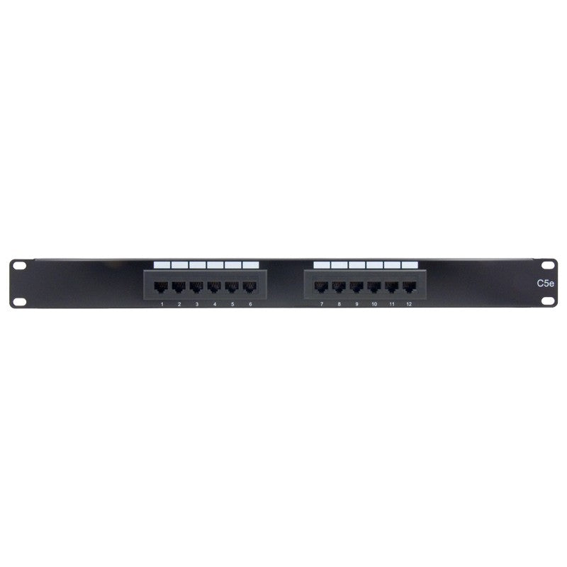 12 Port 1RU CAT5e Patch Panel