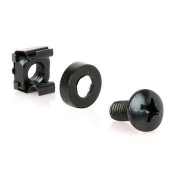 Serveredge Heavy Duty M6 Cage Nuts, Washer & Screw Set : Pack of 50 : BLACK